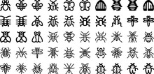 Set Of Insects Icons Collection Isolated Silhouette Solid Icons Including Set, Bug, Dragonfly, Insect, Vector, Ladybug, Beetle Infographic Elements Logo Vector Illustration