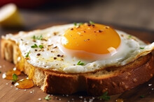 Fried Egg On Top Of A Piece Of Bread. Generative AI