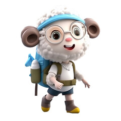 Illustration 3D cute sheep character AI Generative