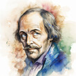 © Eduardo - A watercolor painting of Willian Shakespeare isolated on a white background Generative Ai
