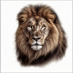 Wall Mural - a close up of a lion's face on a white background generative ai
