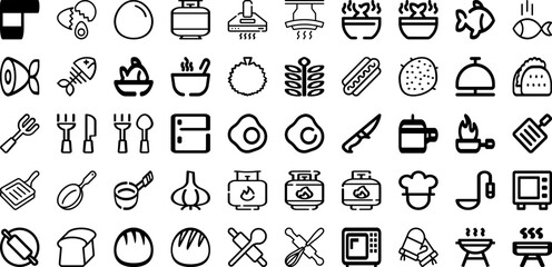 Set Of Cooking Icons Collection Isolated Silhouette Solid Icons Including People, Cook, Food, Cooking, Home, Recipe, Kitchen Infographic Elements Logo Vector Illustration