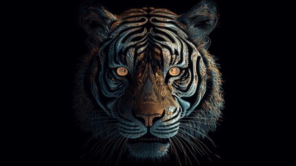 Portrait close up tiger face AI Generative