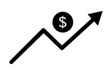 Aufkleber - Dollar exchange rate increase silhouette icon. Vector.