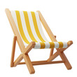 Vacation icon beach sunbed, wooden deck chair. Summertime relax.