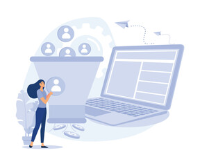 Poster - marketing industry, potential client targeting, advertising business, lead generation, flat vector m