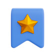 3d minimal social favorite icon. bookmark icon with star. 3d illustration.