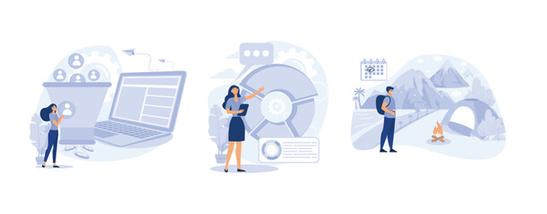 Poster - Marketing industry,  Lead generation, product strategy, campaign planning, set flat vector modern illustration