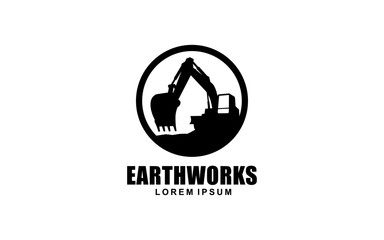 Wall Mural - Excavator symbol with silhouette style for logo template, sign and brand.