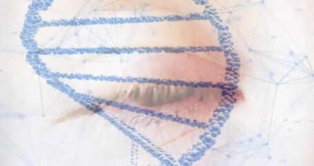Aufkleber - Animation of dna strand and network of connections over eye