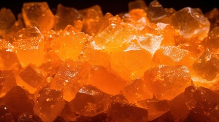 Wall Mural -  a close up of a bunch of yellow crystals on a table.  generative ai