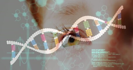 Aufkleber - Animation of dna strand and data processing over eye