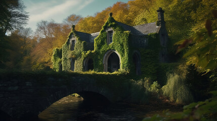 Wall Mural - architecture covered with green plants