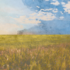 Wall Mural - in the fields, old retro background