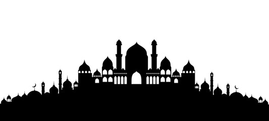 Wall Mural - Arabian city black silhouette vector 