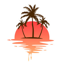 Tropical Island With Palm Trees Logo