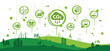 © Deemerwha - The concept of reduce co2 emission using clean energy and reduce climate change problem with flat icon vector illustration. Green environment templet infographic design for web banner.