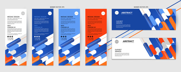 vertical ,Horizontal header web banner blue, orange, abstract banner design web template Set, Modern, background for website design, Social Media Cover ads banner, flyer, invitation card