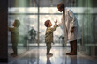 young boy with a doctor giving him a high five with Generative AI