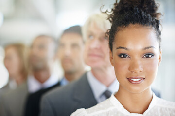 Aufkleber - business woman, face and portrait of leader in management, leadership or diversity at the office. co