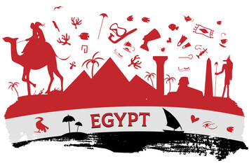 Wall Mural - Egypt travel banner horizontal. vector  background