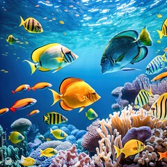 Canvas Print - Magnificent underwater world of the tropical ocean.