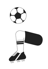 Poster - soccer ball juggle monochromatic flat vector first view leg. training camp. fun game. football drill