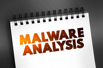 Poster - Malware Analysis text on notepad, concept background