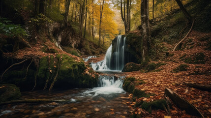 Canvas Print - Beautiful waterfall in the forest