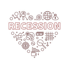 Wall Mural - Recession Heart vector banner - Economic Crisis illustration