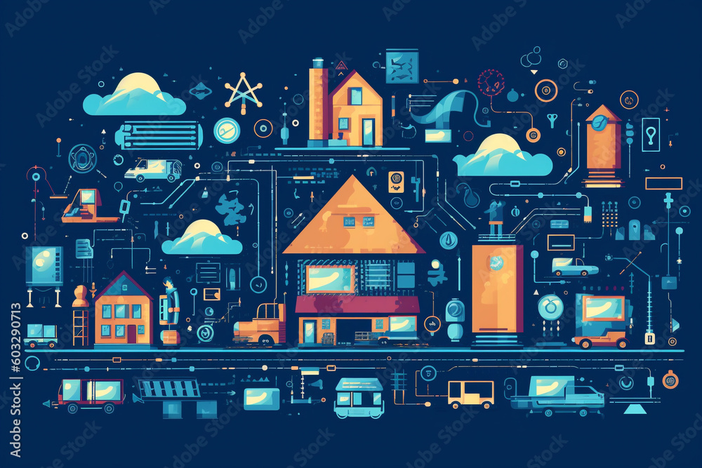 Dynamic world of the Internet of Things (IoT), showcasing a diverse ...