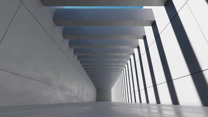 Poster - 3d rendering of abstract concrete tunnel structure with running shadow.