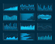 © Helena - Business data market elements dot bar pie charts diagrams and graphs flat icons set. Infographic icons including clustered column, stacked, bar, line, marked, area. Vector illustration.