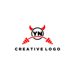 Wall Mural - YN initial monogram for fitnes or gym logo with devil style design