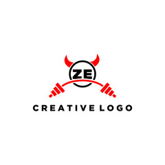 Wall Mural - ZE initial monogram for fitnes or gym logo with devil style design