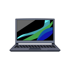 Poster - monitor laptop computer cartoon. notebook screen, digital technology monitor laptop computer sign. isolated symbol vector illustration