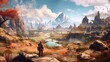 Breathtaking mountain landscape game art