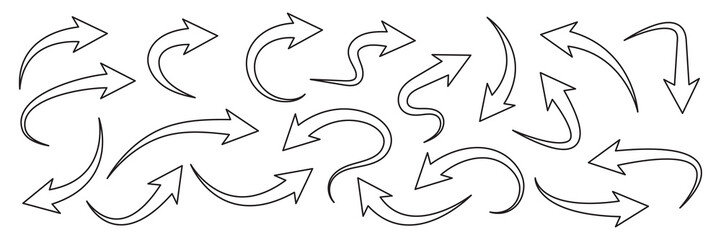Wall Mural - curve arrow vector icons, set arrow up and arrow down, black line symbols. vector illustration.