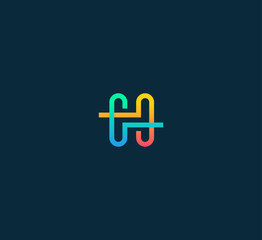 Letter H logo icon design template elements.  Line H letter logo.