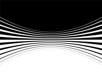Smooth transition from black to white curved lines. Striped pattern. Design element. Trendy vector background.