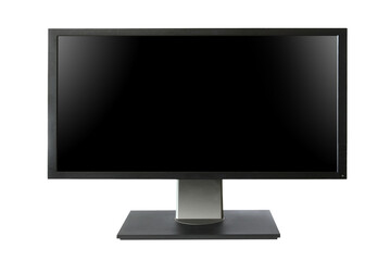 Wide monitor with black empty screen in PNG isolated on transparent background