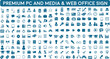 © aqib - set of icons | premium Media service and PC Related icon pack with addition flat web office signs | 200+ icon pack
