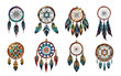 © Vika art - Set of different watercolour dream catchers. Generative Ai