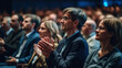 © AS Photo Family - Audience loud applauding to speaker at business conference. Generative AI.