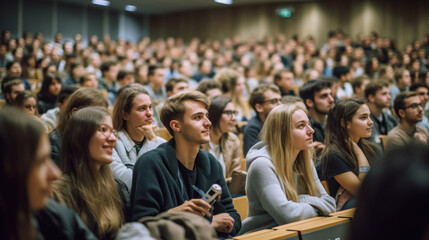 students audience in the lecture hall. generative ai.
