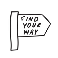 Wall Mural - Road sign. Find your way. Vector hand drawn outline illustration.