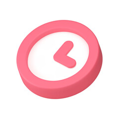 Poster - Time wall clock pink circle device with arrows for deadline countdown isometric 3d icon vector