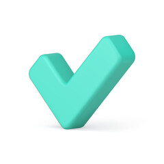 Poster - Checkmark green approved done complete symbol isometric 3d icon realistic vector illustration