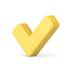 Poster - Check mark yellow tick done select option button isometric 3d icon realistic vector illustration