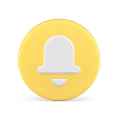 Poster - Sound alert notification ring bell circle yellow button signal reminder 3d icon realistic vector
